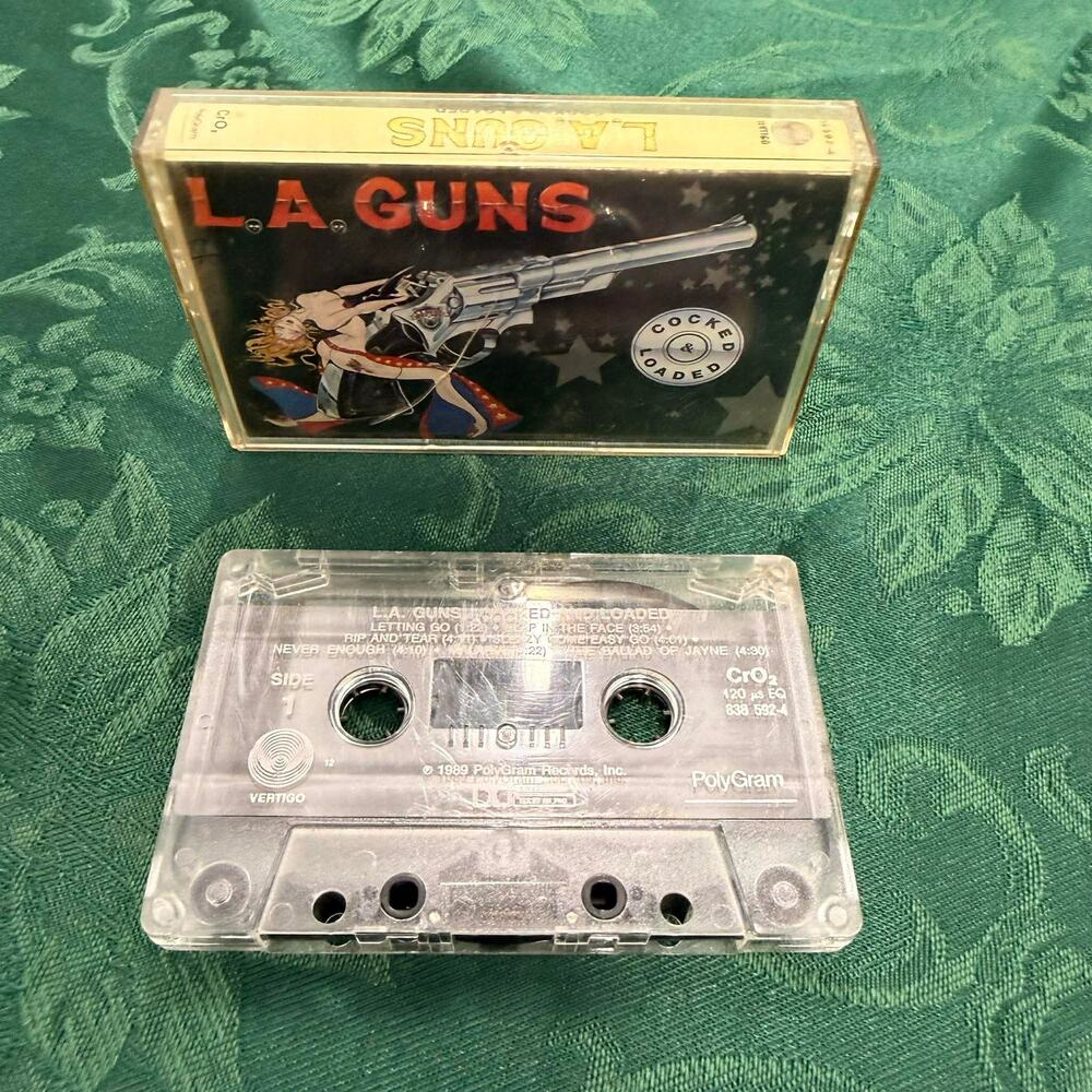 L.A. Guns Cocked & Loaded Cassette Tape 1989 Vertigo CrO2 Chrome High Quality